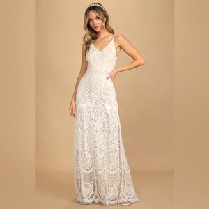 Lulus bohemian white maxi dress